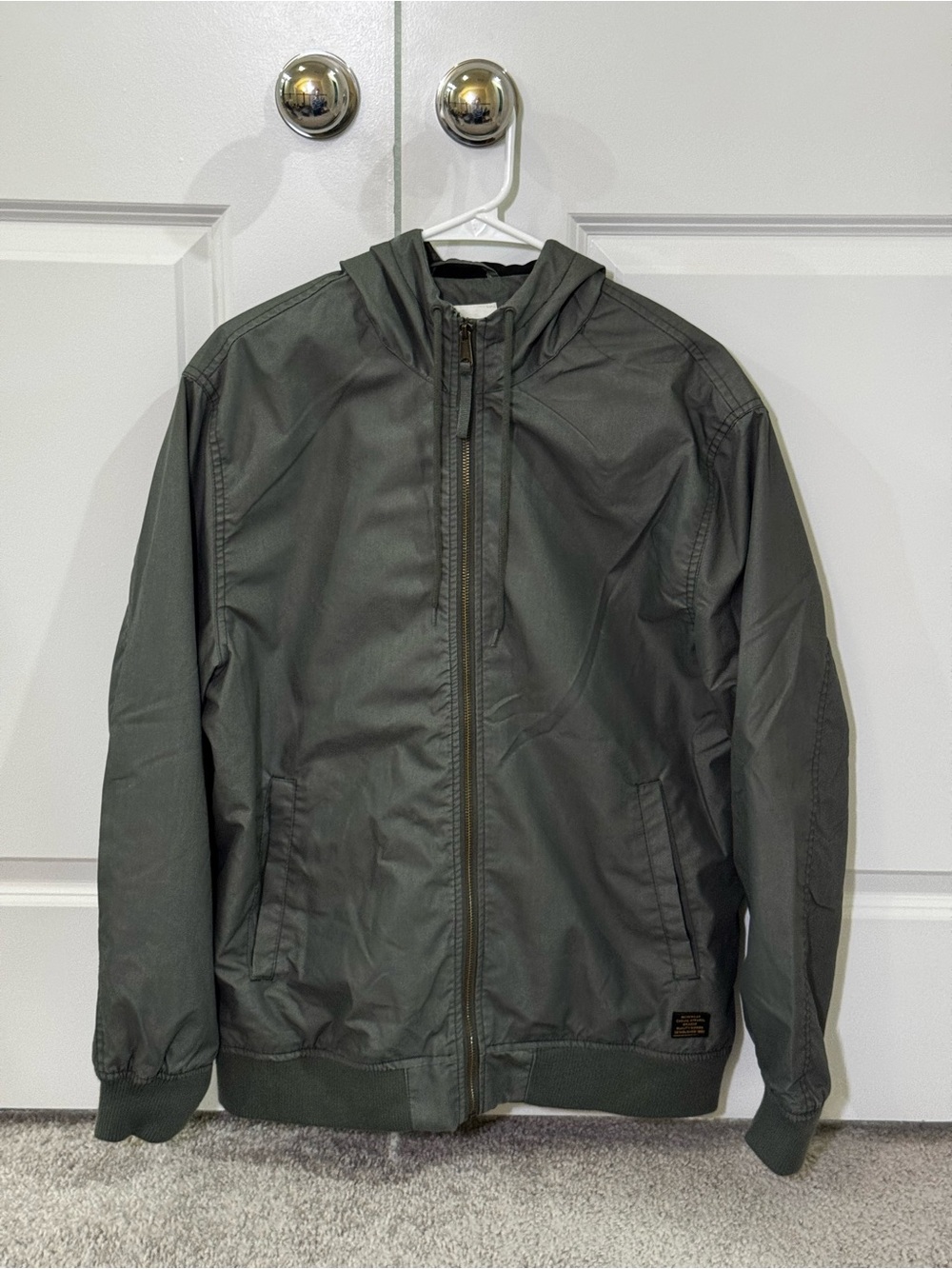 H&M Men's Hooded Jacket in Olive Green and Black